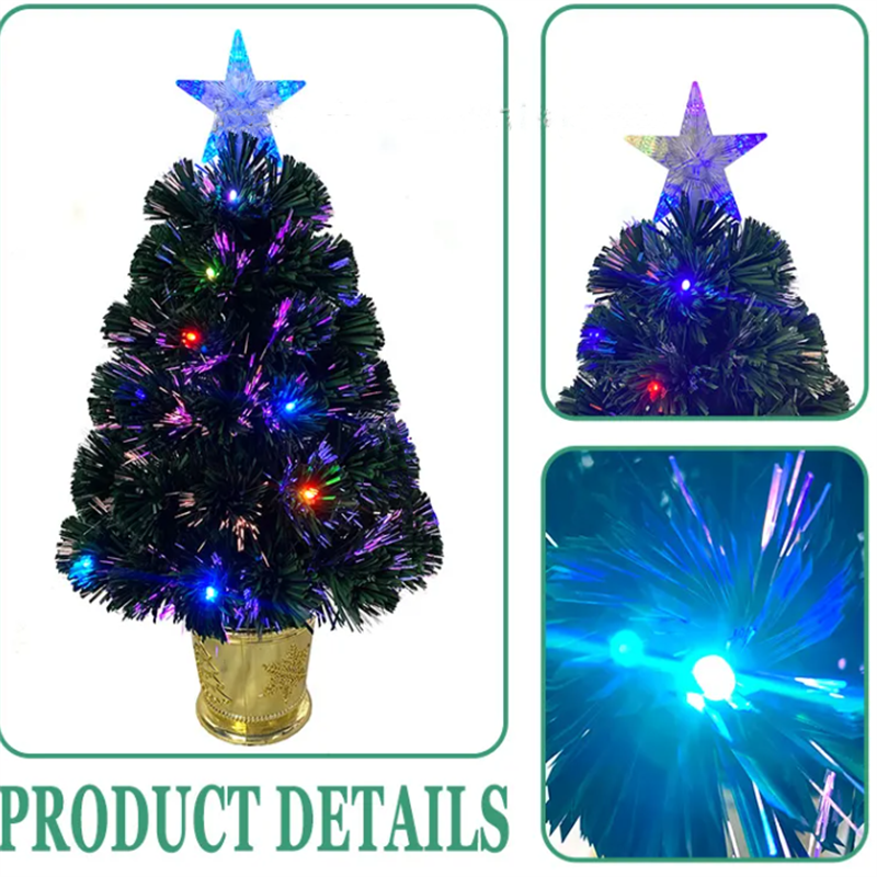 30cm-60cm Artificial PVC and Fiber Optic Green Christmas Tree with Five-pointed Star for Decoration