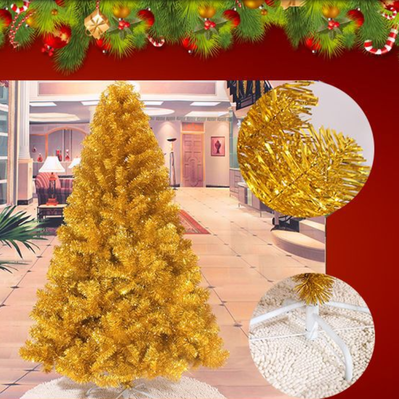 120cm-180cm Artificial Yellow Golden Christmas Tree for Home Office Shopping Mall Decoration