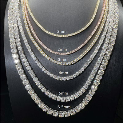 Hip Hop Crystal Clustered Tennis Chain Stainless Steel Tennis Chain Necklace Women Men