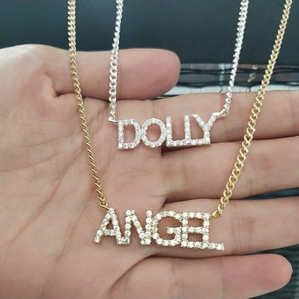 DY Custom Stainless Steel Name Necklace With Diamond Customized Necklace Charm For Women Men Jewelry