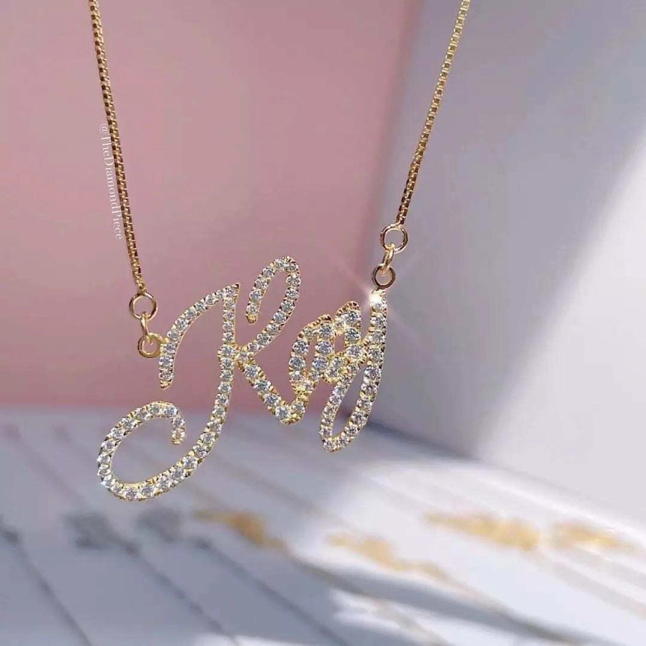 DY Custom Stainless Steel Name Necklace With Diamond Customized Necklace Charm For Women Men Jewelry