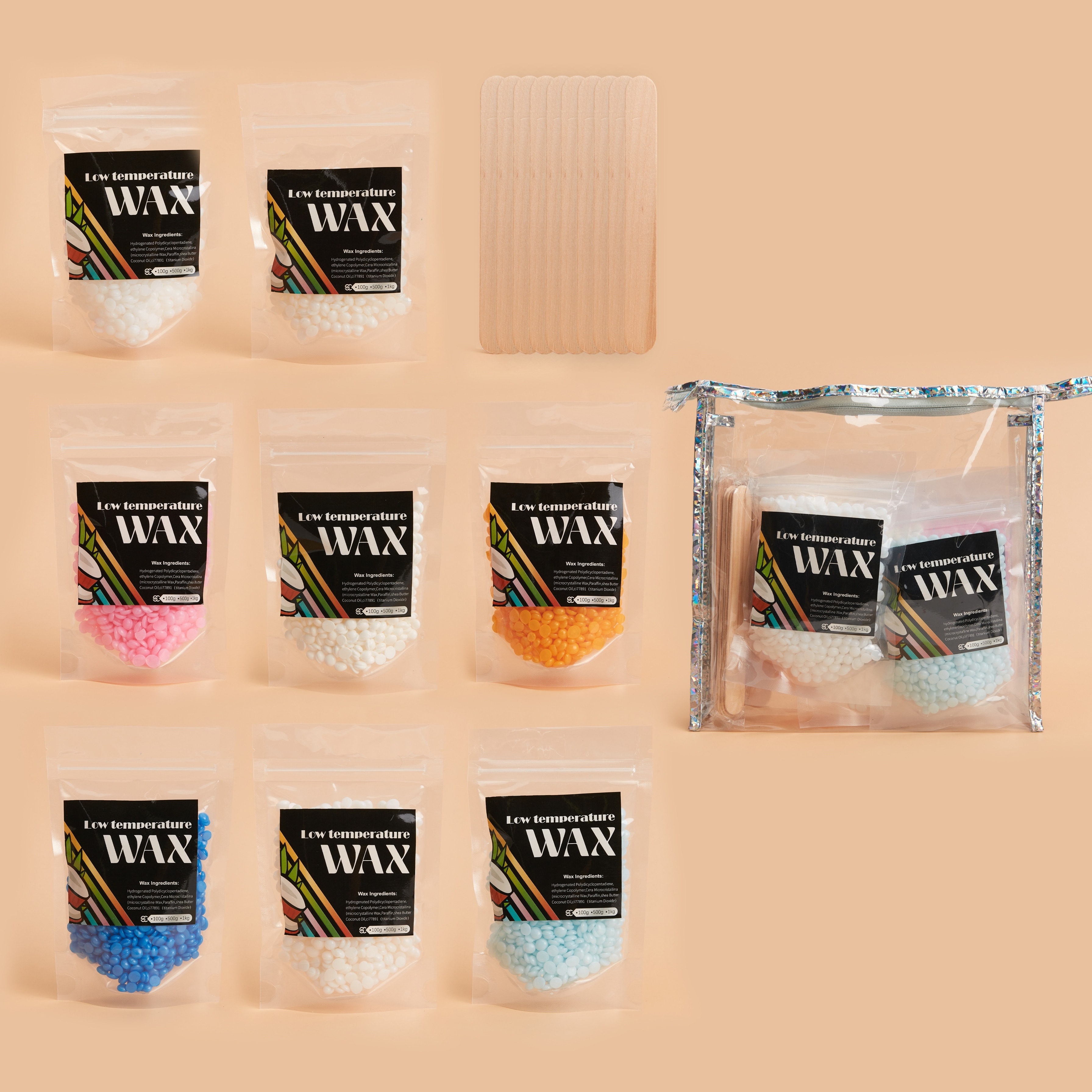 small bag wax set various color professional natural painless depilatory hard wax waxing