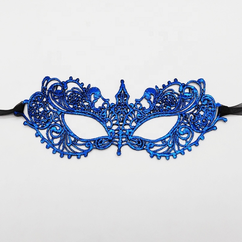 Masquerade party sexy half face black masks yarn belt gold Ribbon Women Lace cover silver lace masquerade masks