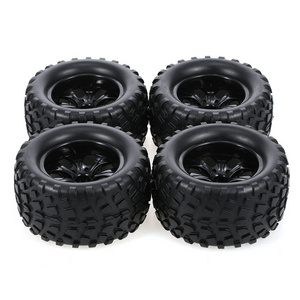 12mm Hub Wheel Rim and Tires 1:10 Off-Road RC Car Buggy Tyre with Foam Inserts Black Pack of 4