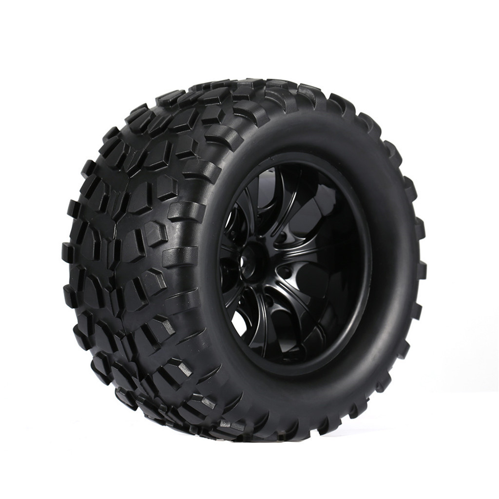 12mm Hub Wheel Rim and Tires 1:10 Off-Road RC Car Buggy Tyre with Foam Inserts Black Pack of 4