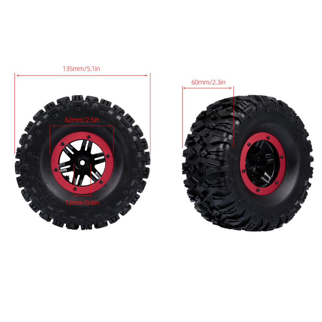 4pcs 135mm 2.2 Inch Rim Rubber Inflatable Tire Wheel for RC Car Traxxas HSP Redcat RC4WD Tamiya Axial SCX10 D90 RC Rock Crawler