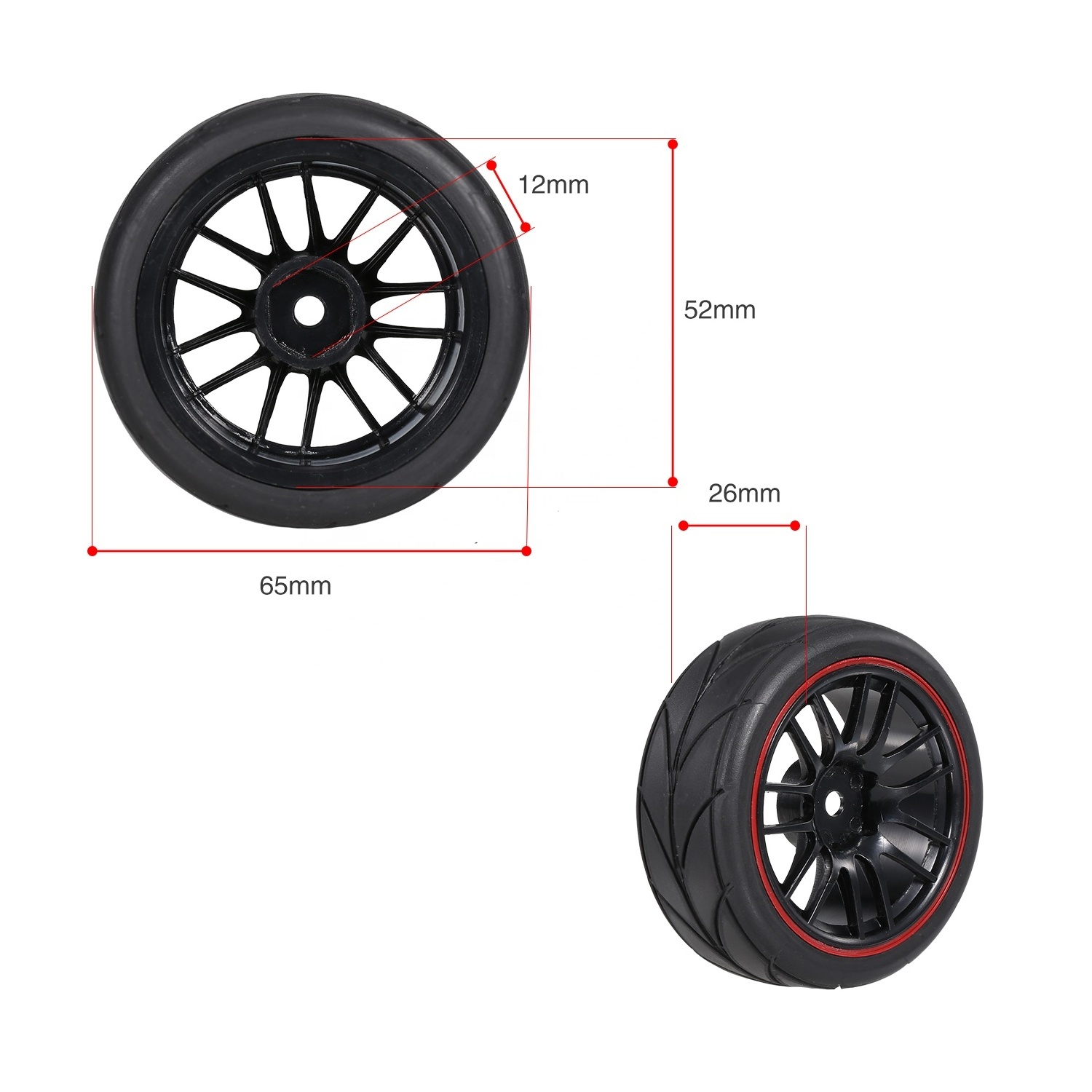 RC Tires High Quality Rubber Tyre with Plastic Wheel Rim for HSP/Redcat/Exceed/Tamiya/HPI 1/10 RC Crawler Climbing Car