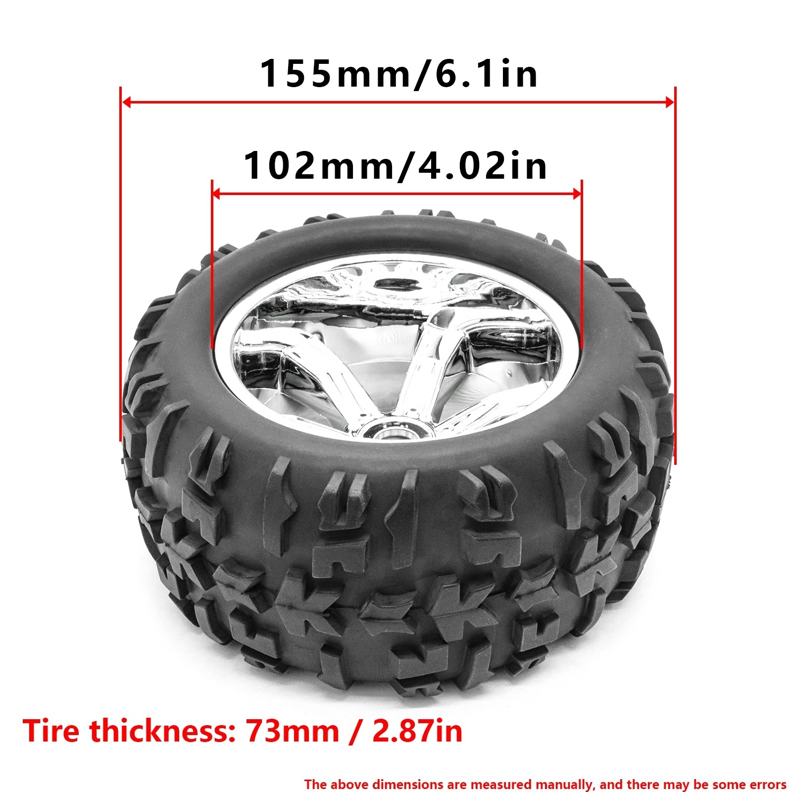 Large Tyre 150mm*77mm 1/8 Wheel Hubs Rubber Tires Tyres for 1/8 Rc Car Truck,Super High Quality Wear Resistance Super Grip