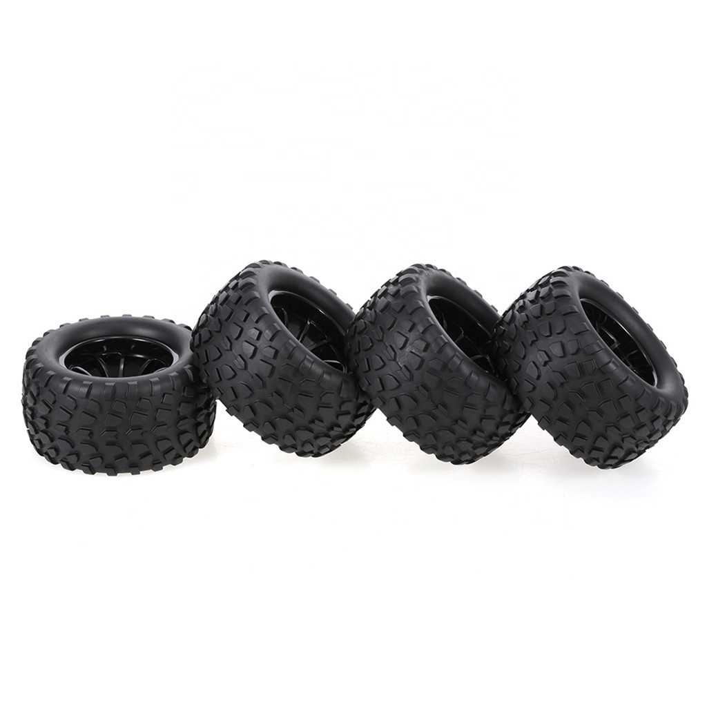 4Pcs 125mm 10 Contour Dump Fetal Flower Off-road Wheel Rim and Tires for 1/10 Monster Truck Racing RC Car Accessories