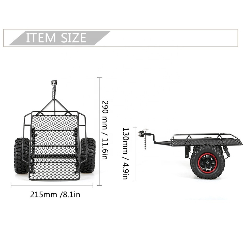 Metal Trailer Car Cargo Carrier for 1/10 RC Trailer Hopper Frame Simulation Rock Crawler Traxxas TRX4 Axial SCX10 RC4WD D90 CC01