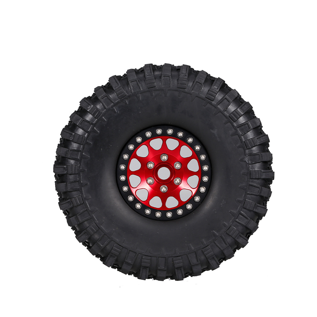 4PCS Metal 1.9 Beadlock Wheel Rim Tires Set for 1/10 RC Crawler Car Axial SCX10 90046 TRX-4 Redcat GEN 8