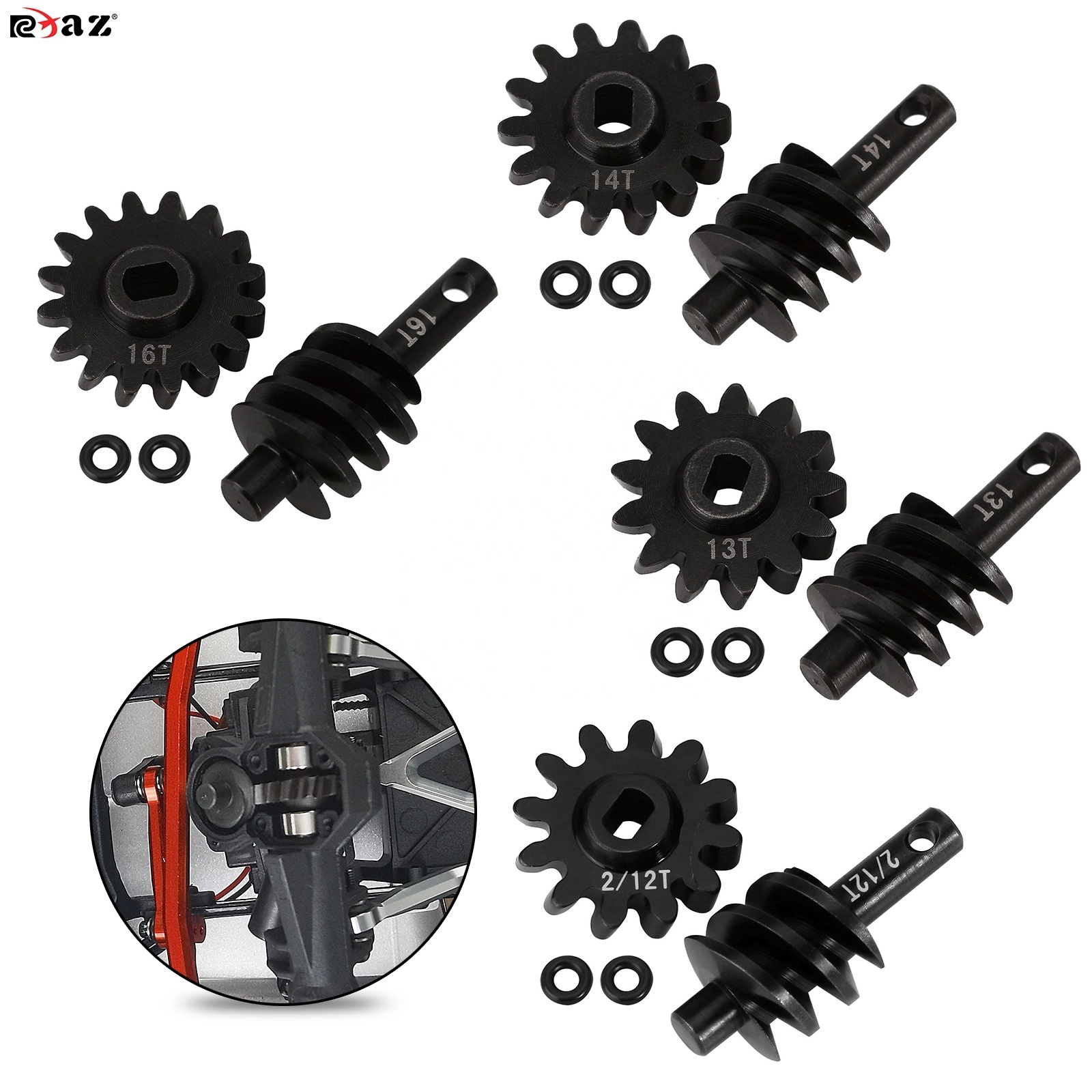 Overdrive Underdrive Worm Differential Axle Steel Gears 12T 13T 14T 16T For 1/24 RC Crawler Car Axial SCX24 Upgrade