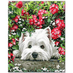 Wholesale Custom Animal Picture Design Dog Cat Pet Colourful Animal Oil Paintings Cute Animal Paintings Diy Wall Arts