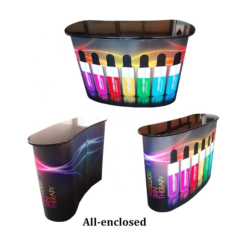 custom Promotion Counter Portable Trade Show Exhibition Counter Stand Table Tension Fabric Display