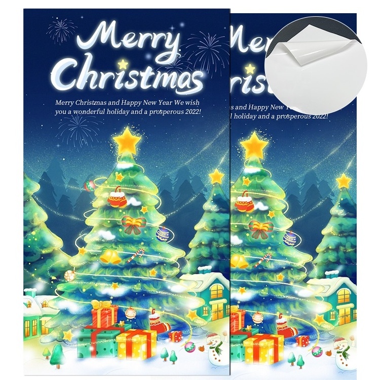 20 pcs custom Merry Christmas Stickers CMYK Printing Vinyl Adhesive Sticker Die Cut Logo Label Stickers 30*20cm Window