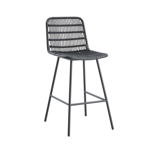 Rattan Bar Stool NTRL w/Black Mtl Frame TrckShp (Counter Stool)  2 SETS