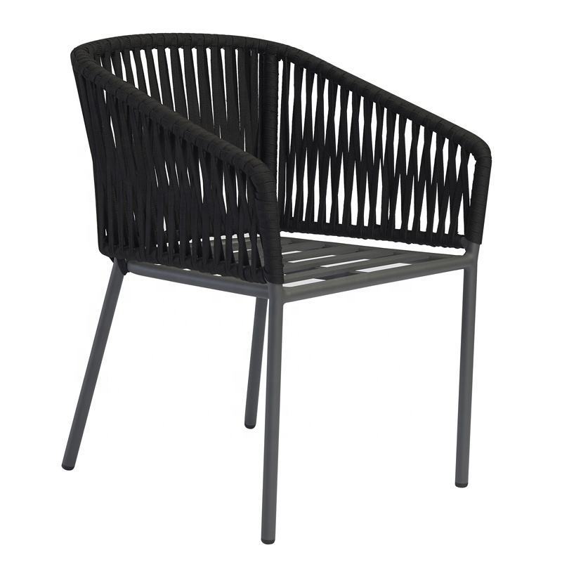 Modern Stackable Garden Restaurant Furniture Outdoor Aluminum Dining Rope Chair