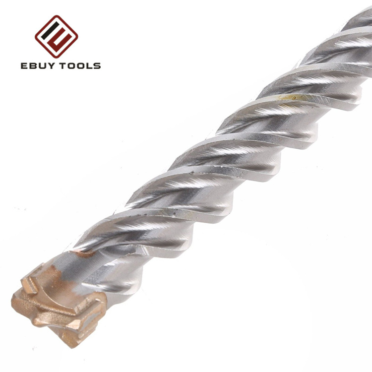 Carbide Cross Tip S4 Flute SDS Plus Hammer Drill Bit Drilling Tools for Concrete Masonry Granite