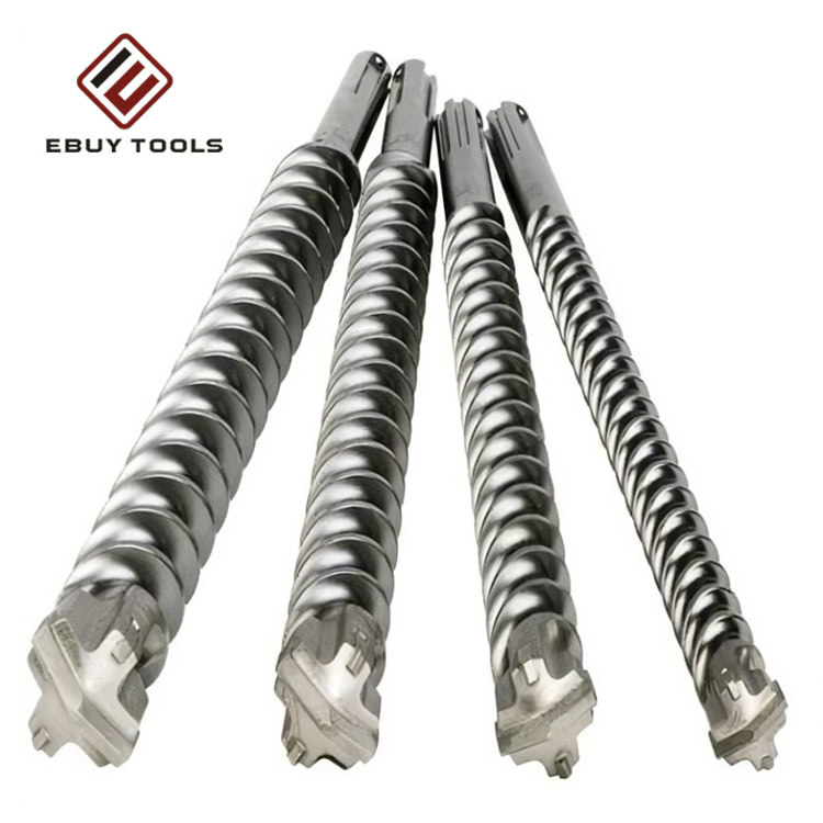 Carbide Cross Tip S4 Flute SDS Plus Hammer Drill Bit Drilling Tools for Concrete Masonry Granite