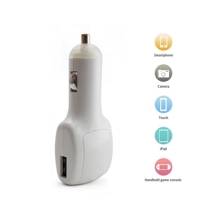 Manufacturer Wholesale Fully Featured Promotional Car Charger with Twin USB Port and LED flashlight