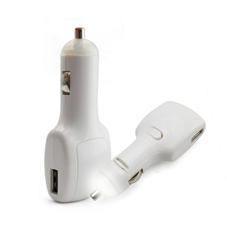 Manufacturer Wholesale Fully Featured Promotional Car Charger with Twin USB Port and LED flashlight