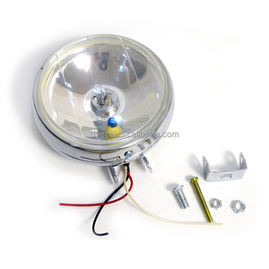 5.5" Round Motorcycle Halogen Spot Fog Light Chrome Metal Auxiliary Driving Light With Indicator Bulb