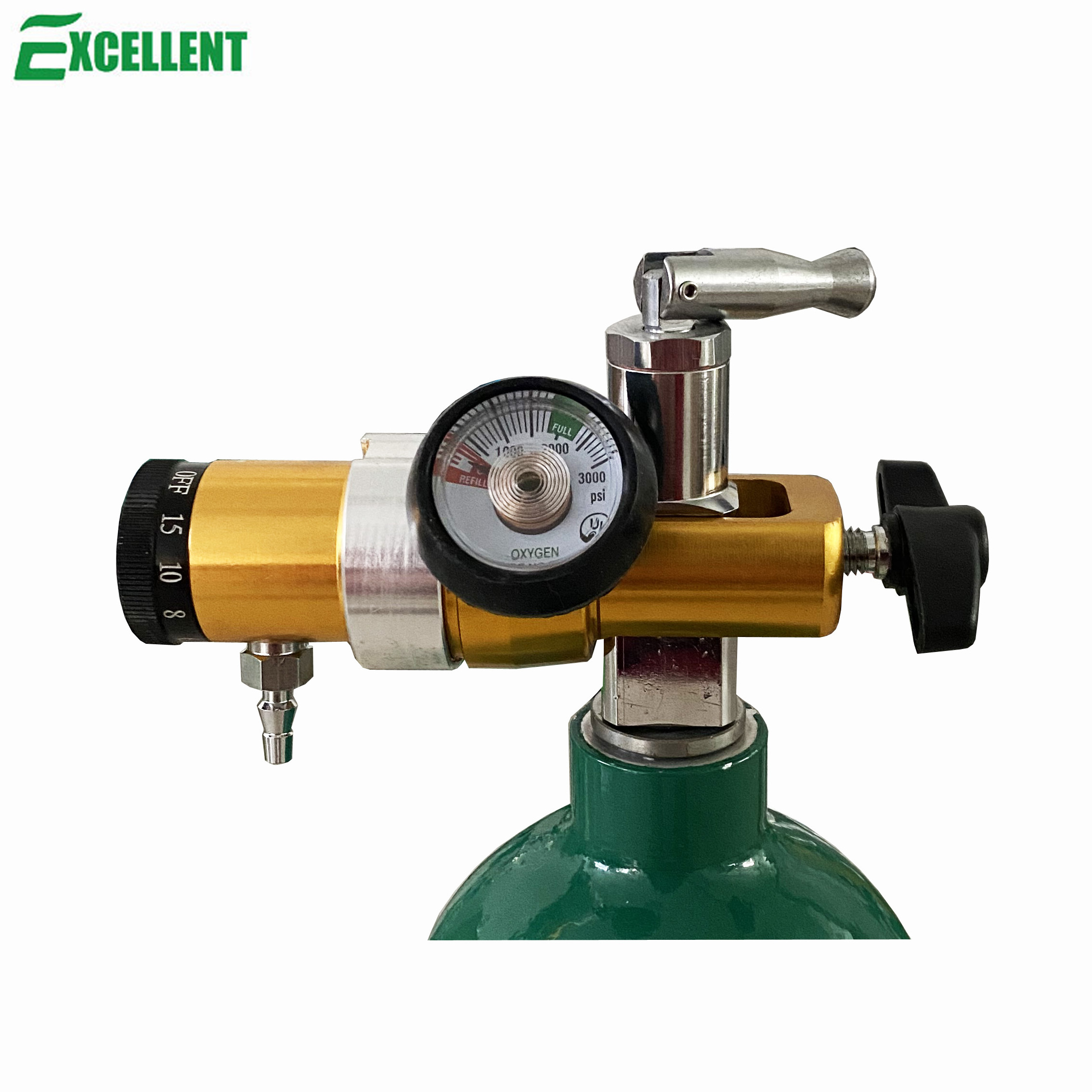 CGA870 Medical Oxygen regulator for oxygen cylinder OPA series, Compact Click style, With Barb outlet 0-15LPM