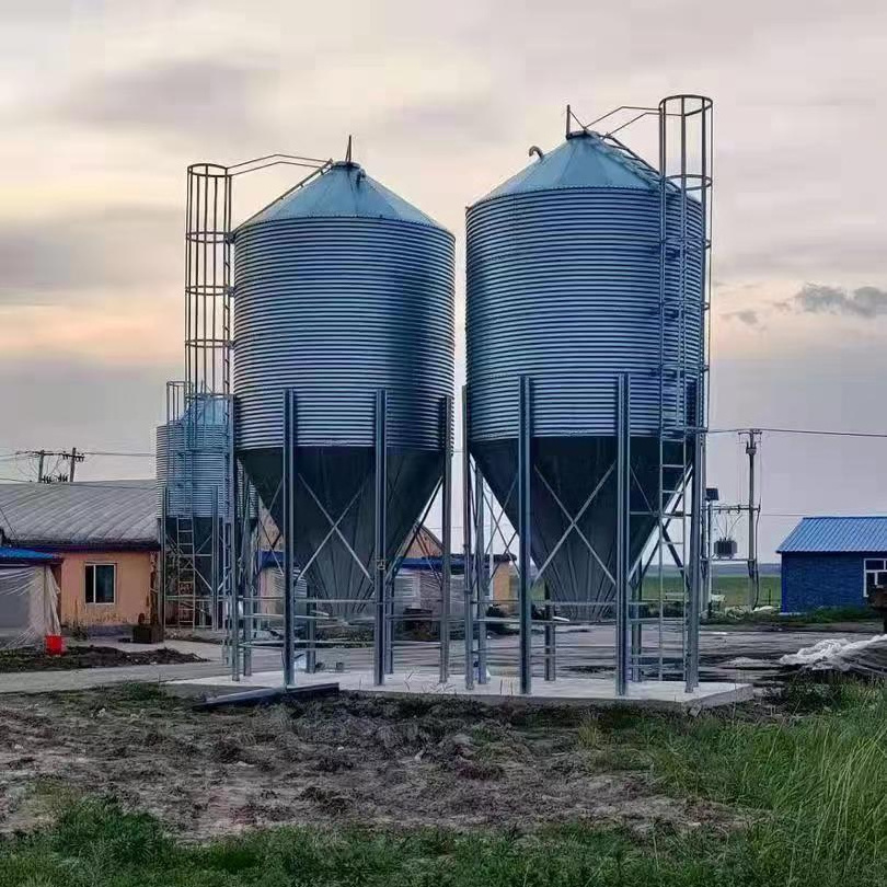 farm hopper galvanized steel animal poultry chicken feed silo prices mini grain silo for sale