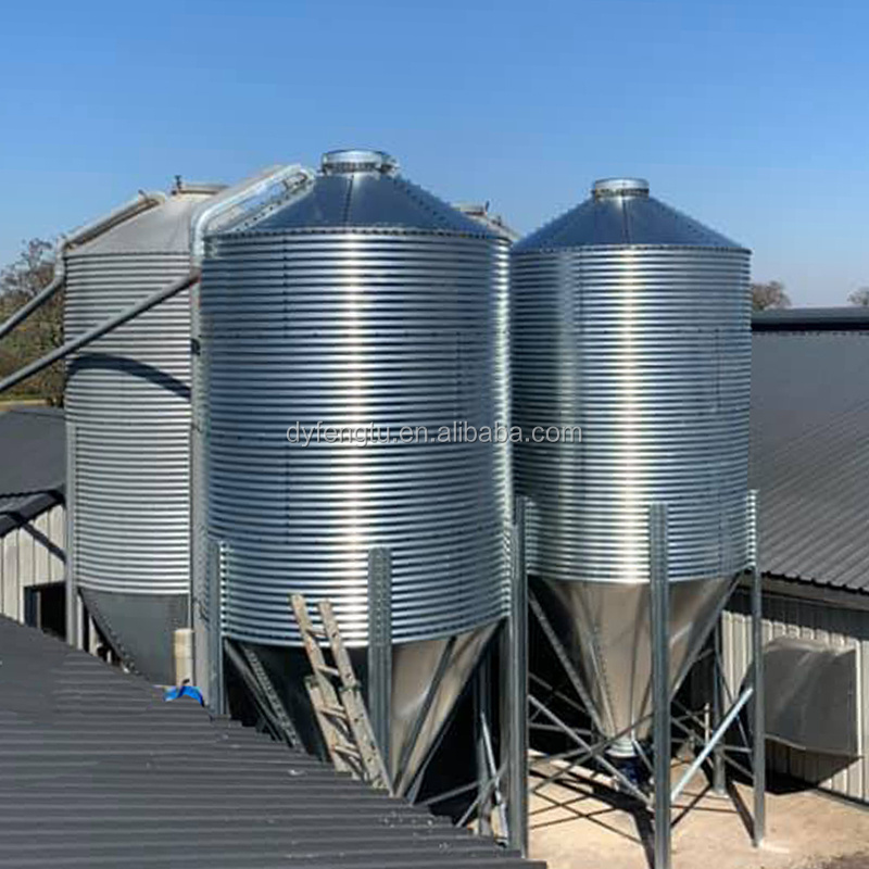 farm used feeding 3t -30t small grain silo for poultry animal feed bin feed tank galvanized steel silo for sale