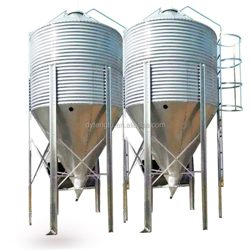 farm used feeding 3t -30t small grain silo for poultry animal feed bin feed tank galvanized steel silo for sale