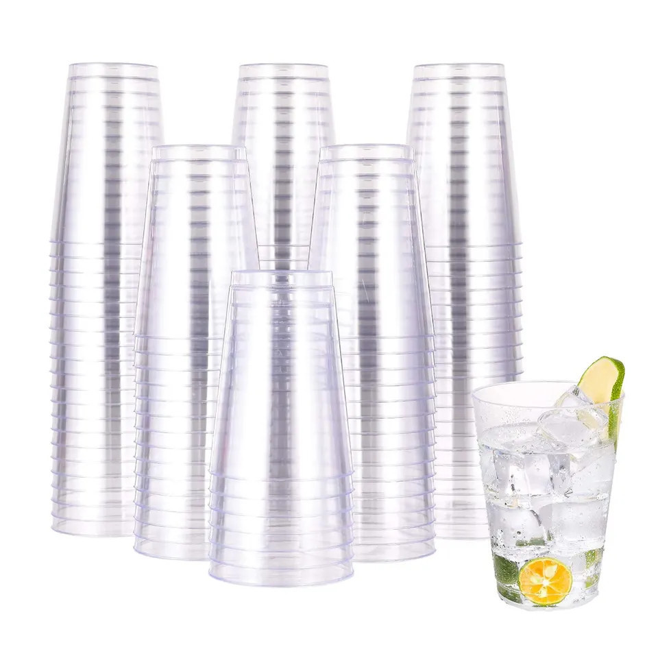 2024 wholesale 24oz disposable transparent PET plastic cups with flat  lid for cold drinks,coffee bubble Boba milk tea cups.