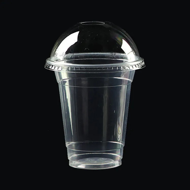 fukang Customized 24 oz Clear PET Plastic Cups Disposable Cold Drinks Cup with dome lid