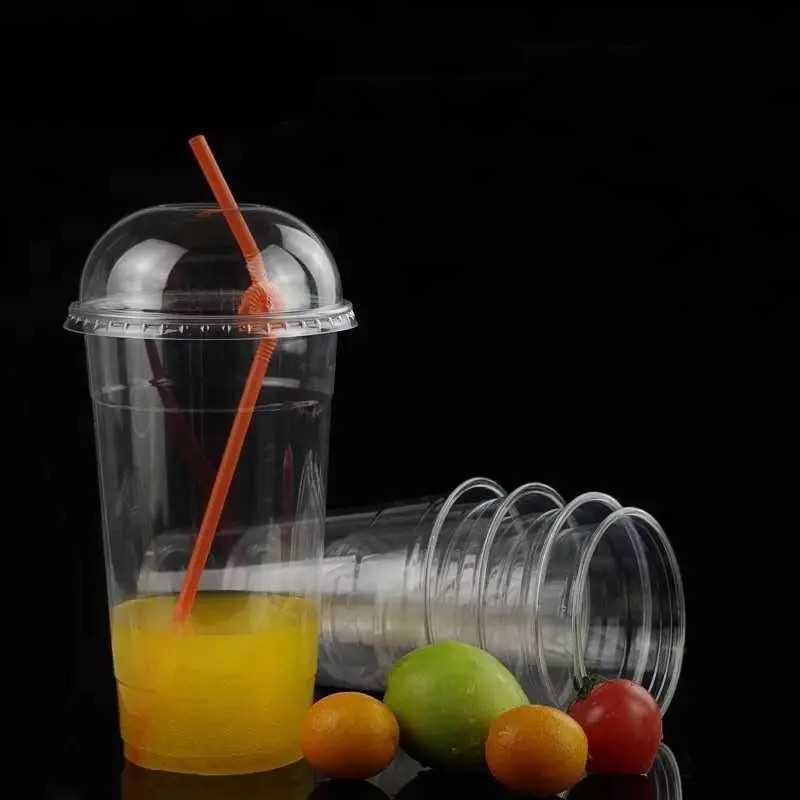 2024 wholesale 32 oz disposable transparent PET plastic cups for cold drinks,coffee bubble Boba milk tea cups.