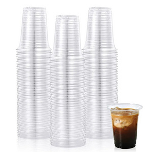 fukang Customized 24 oz Clear PET Plastic Cups Disposable Cold Drinks Cup with dome lid