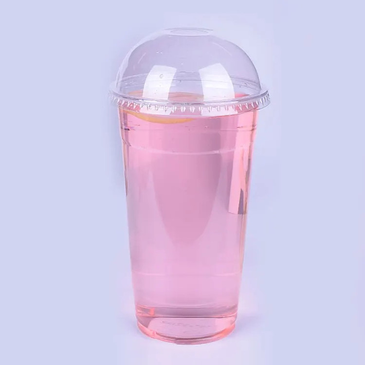 fukang Customized 24 oz Clear PET Plastic Cups Disposable Cold Drinks Cup with dome lid