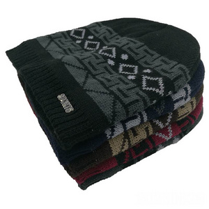 Jacquard Winter Hats Stripe Light Up With Logo Custom Pom Mohair Cc Ponytail Cuff Beanies Toque Knit Beanie