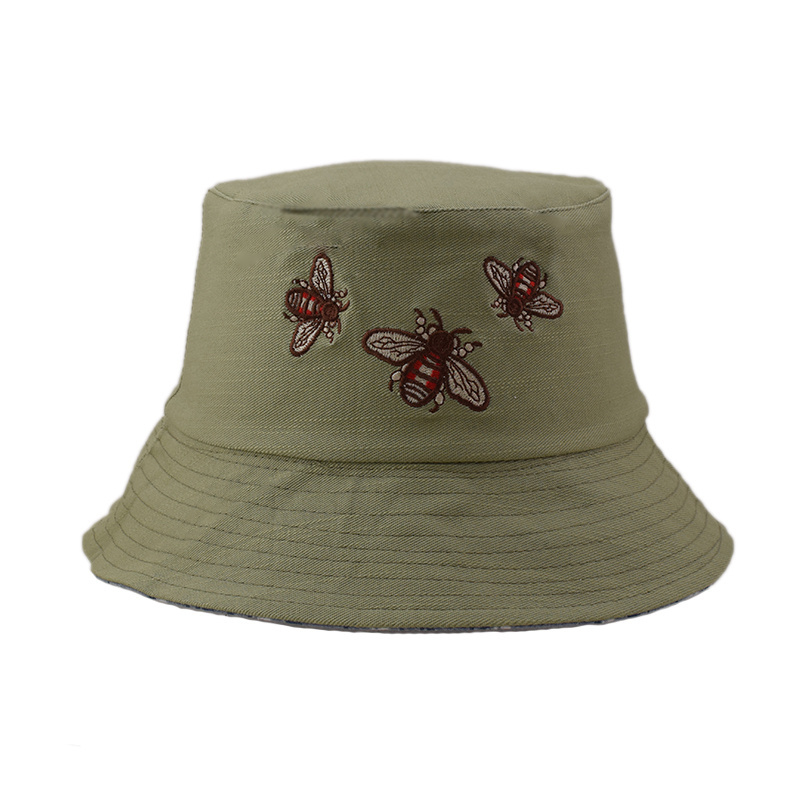 Custom Summer Bucket Hat Bee Reversible Bob Caps Fisherman Hat Fold Sun Beach Panama Sad Boys 100% Washed Cotton,100% Cotton