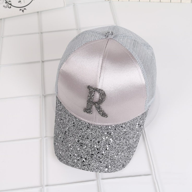 Wholesale Rhinestone Sequin Letter Baseball Adjustable  Cap Summer Girls Female Snapback Hip Hop Caps