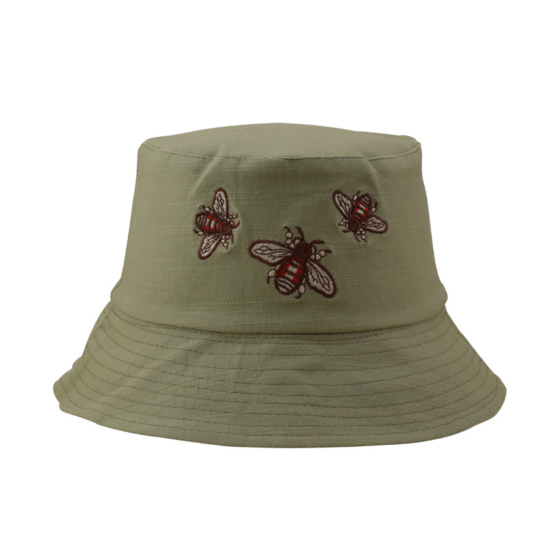 Custom Summer Bucket Hat Bee Reversible Bob Caps Fisherman Hat Fold Sun Beach Panama Sad Boys 100% Washed Cotton,100% Cotton