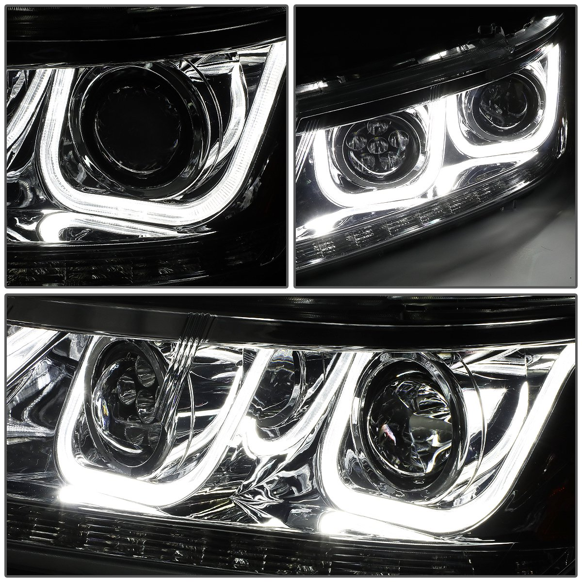 Chrome Housing LED Headlights Lighting headlight kit For Dodge Journey 2009-2020 Halo DRL Turn Signal Projector Headlight