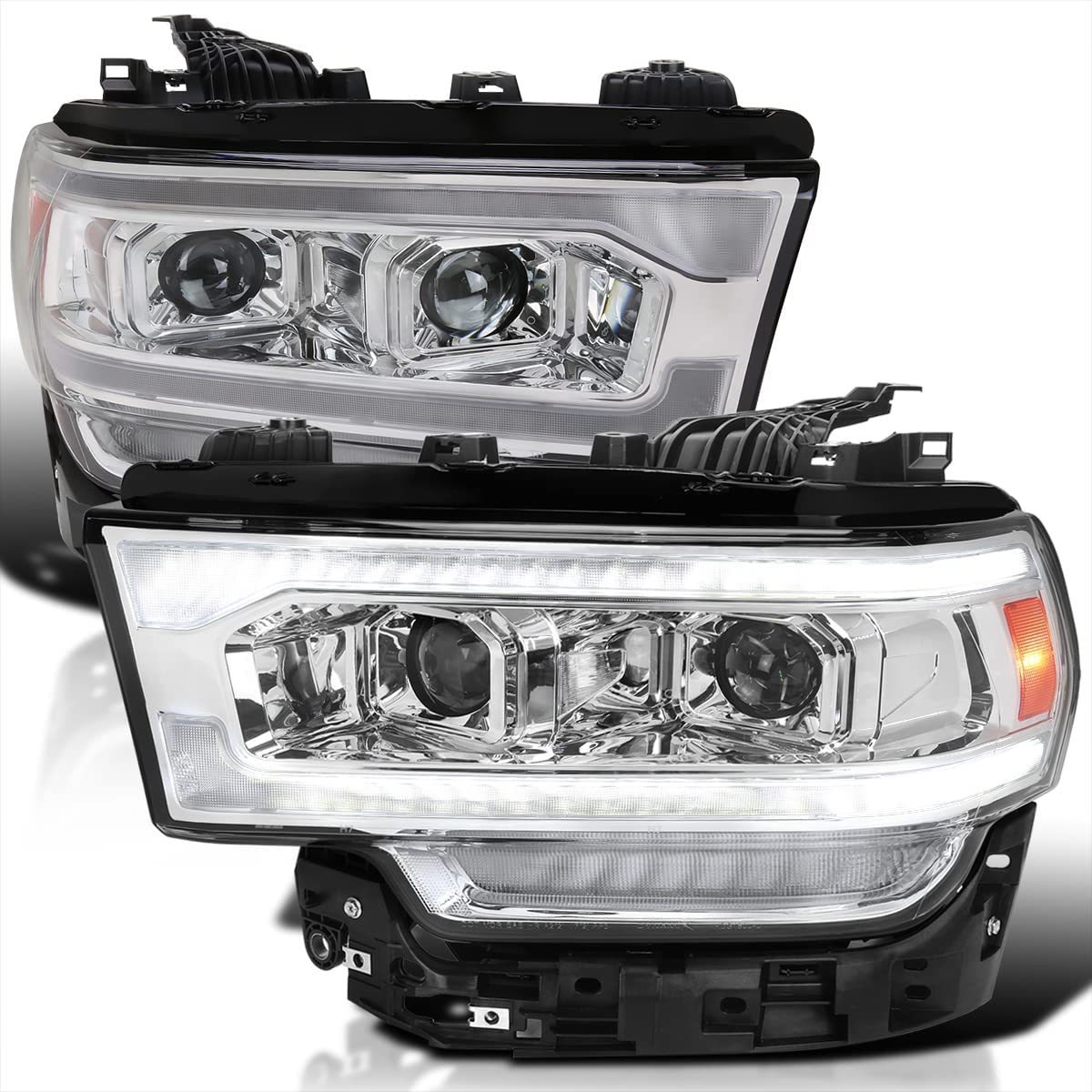 Chrome Housing Clear Lens Dual Projector Headlight LED Strip Headlamp FOR Dodge Ram 2500 3500 2019-2022 Headlight 68360176AD