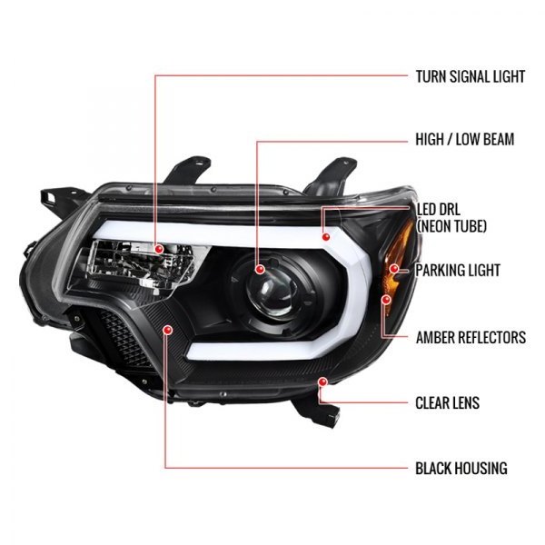 Car Parts Led Headlamp Projector Headlight For Toyota Tacoma 2012 2013 2014 2015 Matte Black Front Lamp