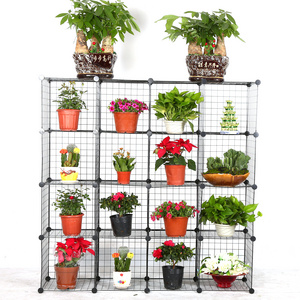 Metal Wire book shelf Storage Cubes Modular Shelving Grids, Wire Mesh  flower Shelves