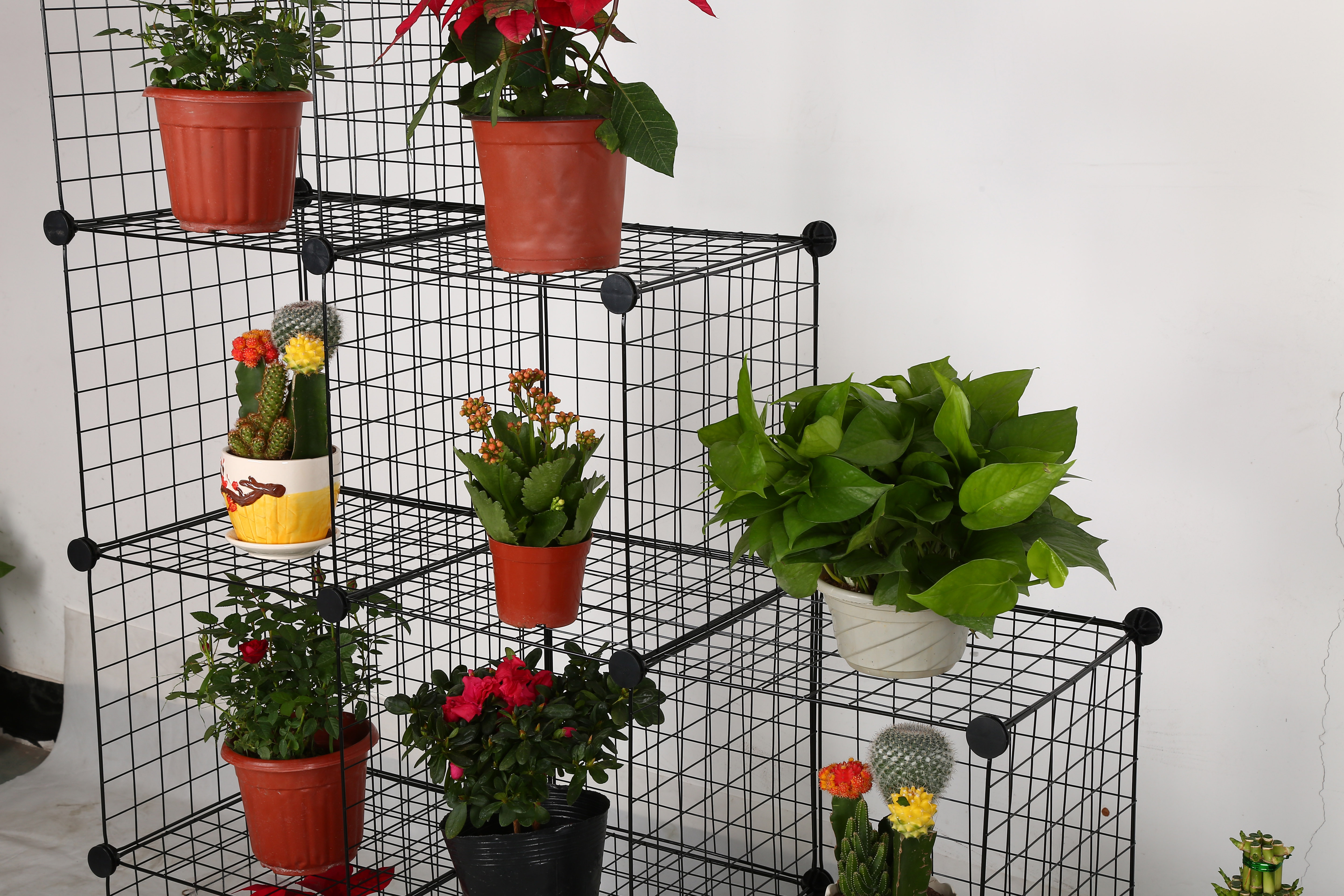 Metal Wire book shelf Storage Cubes Modular Shelving Grids, Wire Mesh  flower Shelves