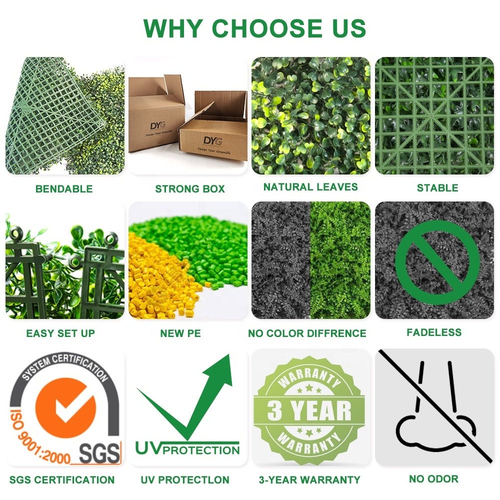 Wholesale 50x50cm Artificial Green Wall Panels Indoor and Outdoor Grass Hedge Decoration