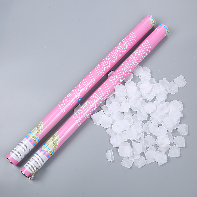 The most fashionable white cloth petal pink confetti cannon for wedding party celebration