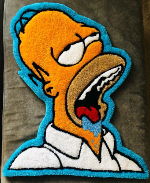 Custom Logo Hand Rufted Rug Special Shape Homer Hungry Rug Meme The Simpson Bart Money Mood Instagram 3d Rugs Carpets