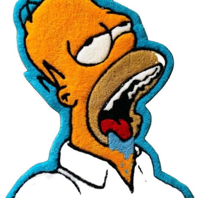 Custom Logo Hand Rufted Rug Special Shape Homer Hungry Rug Meme The Simpson Bart Money Mood Instagram 3d Rugs Carpets