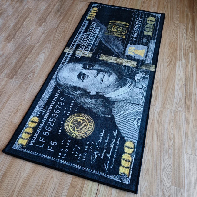 Drop Shipping Trendy  Ben Franklin 100 Dollar Bill One Hundred US Money Rug Luxury Money Rug Runner