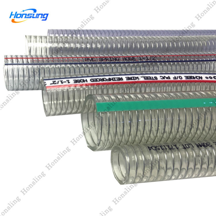 clear pvc thunder hose/pvc steel wire spiral reinforced food grade suction hose pipe